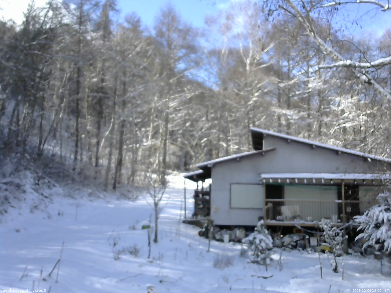 長野県菅平高原 ゆたか山荘 西側(坂上) 2025/12/04 12:00
