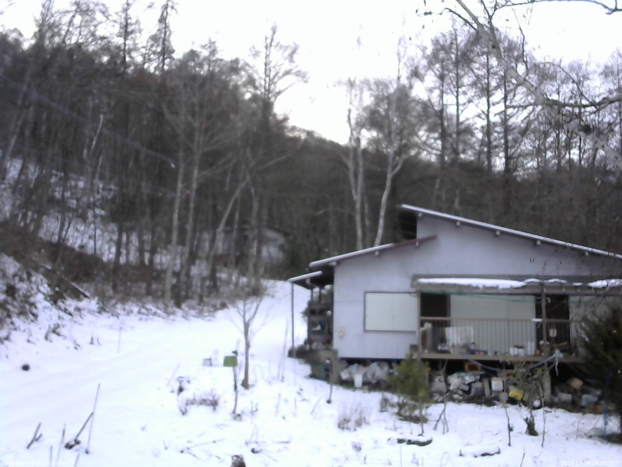 長野県菅平高原 ゆたか山荘 西側(坂上) 2025/12/08 16:00