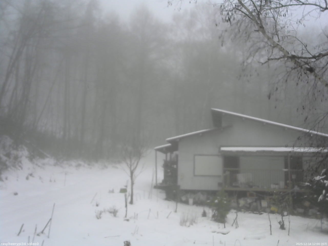 長野県菅平高原 ゆたか山荘 西側(坂上) 2025/12/14 12:00