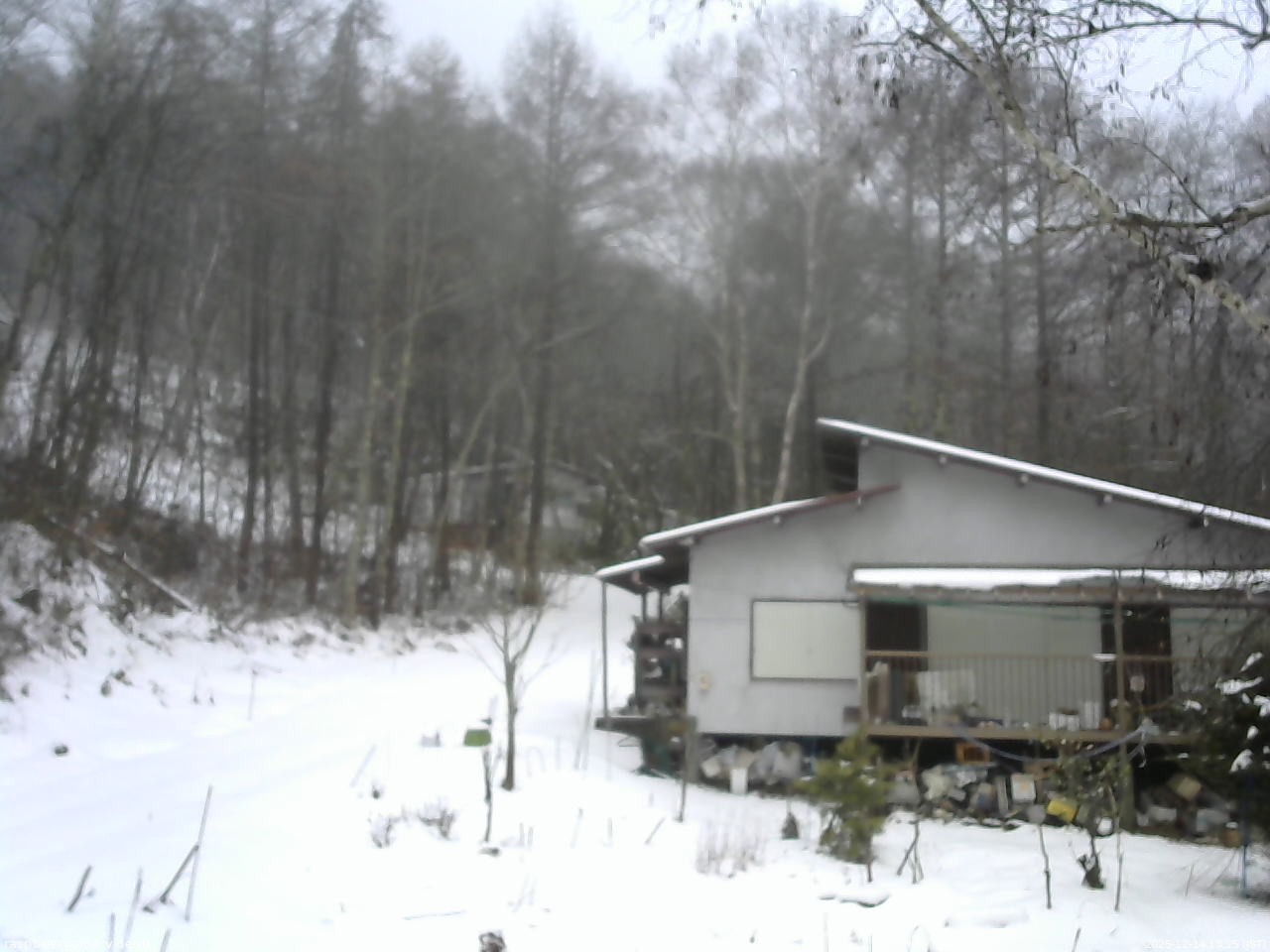 長野県菅平高原 ゆたか山荘 西側(坂上) 2025/12/14 13:15