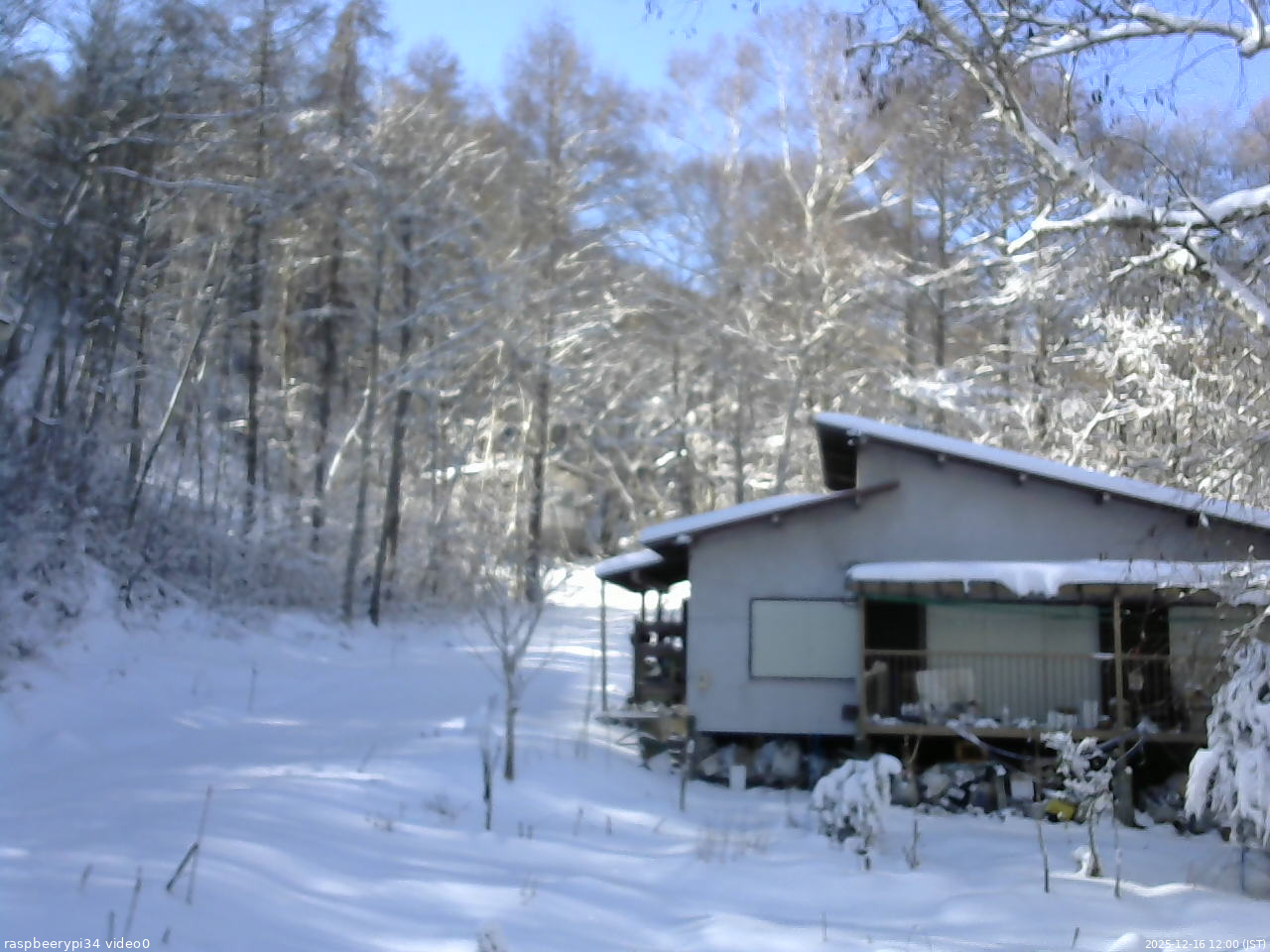 長野県菅平高原 ゆたか山荘 西側(坂上) 2025/12/16 12:00