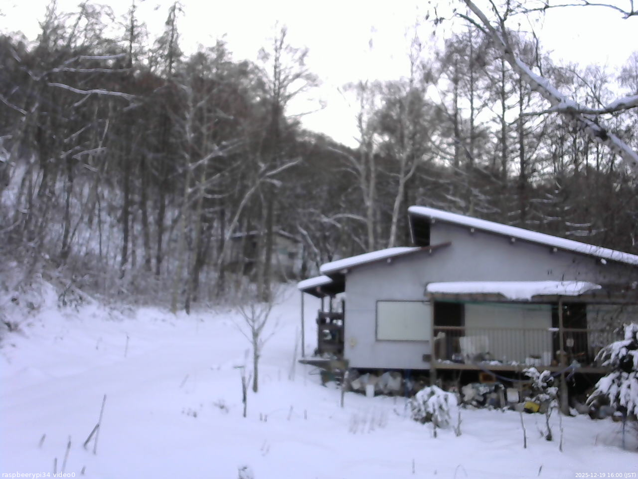 長野県菅平高原 ゆたか山荘 西側(坂上) 2025/12/19 16:00