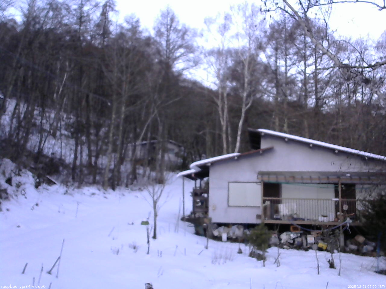 長野県菅平高原 ゆたか山荘 西側(坂上) 2025/12/21 07:00