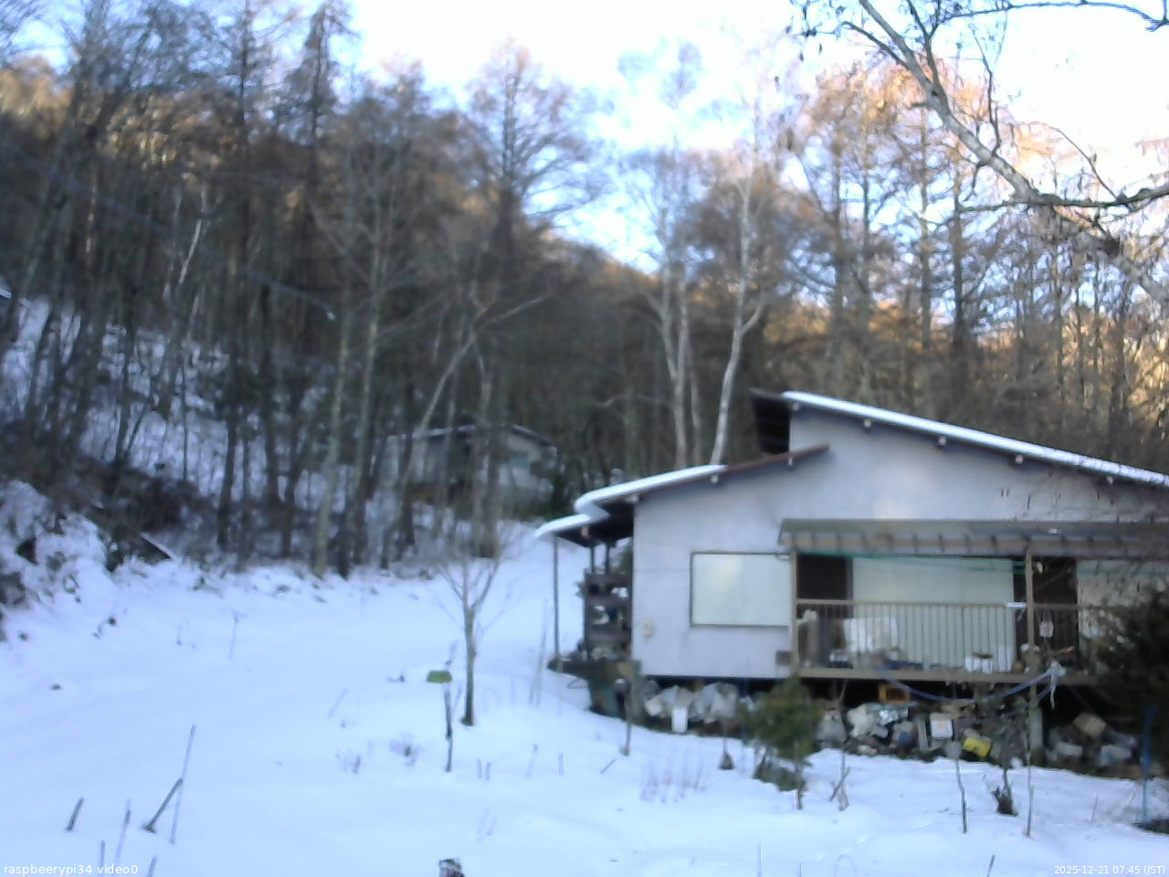 長野県菅平高原 ゆたか山荘 西側(坂上) 2025/12/21 07:45