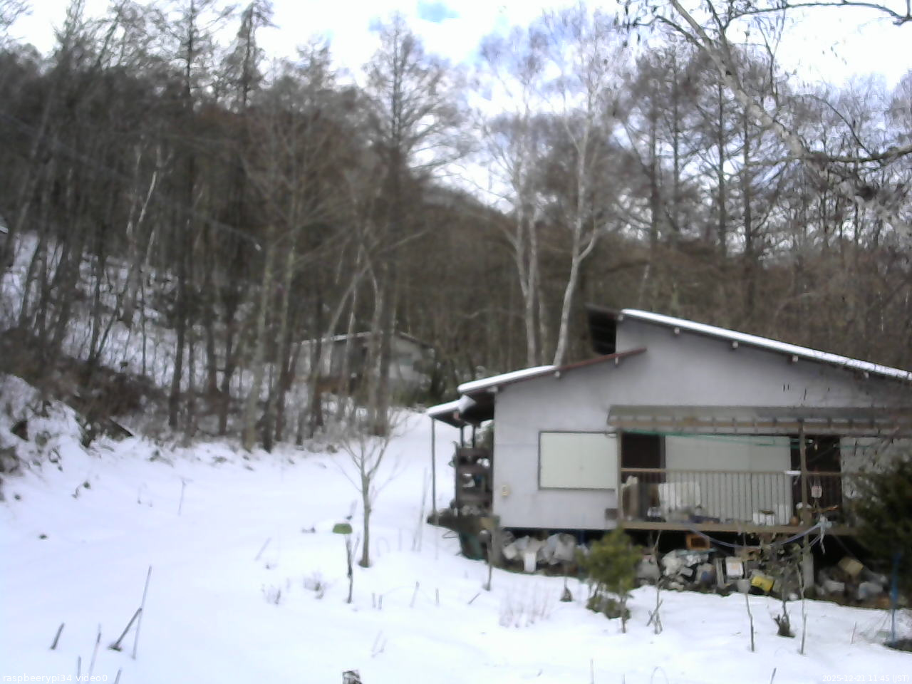 長野県菅平高原 ゆたか山荘 西側(坂上) 2025/12/21 11:45