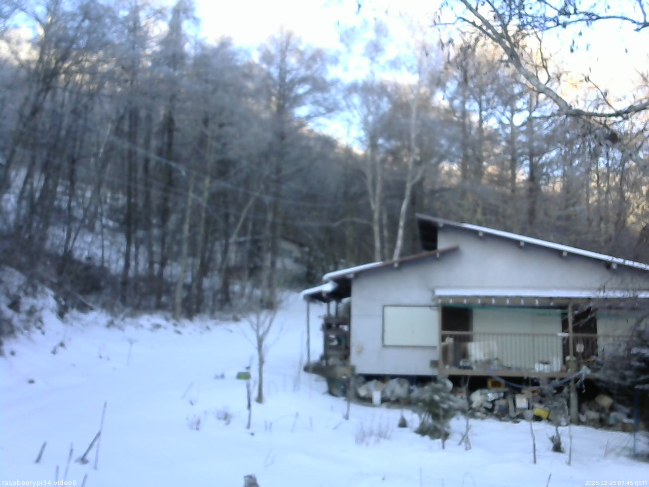 長野県菅平高原 ゆたか山荘 西側(坂上) 2025/12/23 07:45
