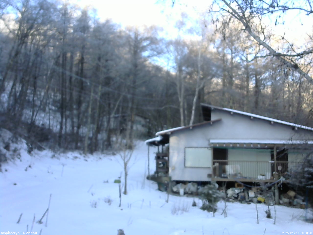 長野県菅平高原 ゆたか山荘 西側(坂上) 2025/12/23 08:00