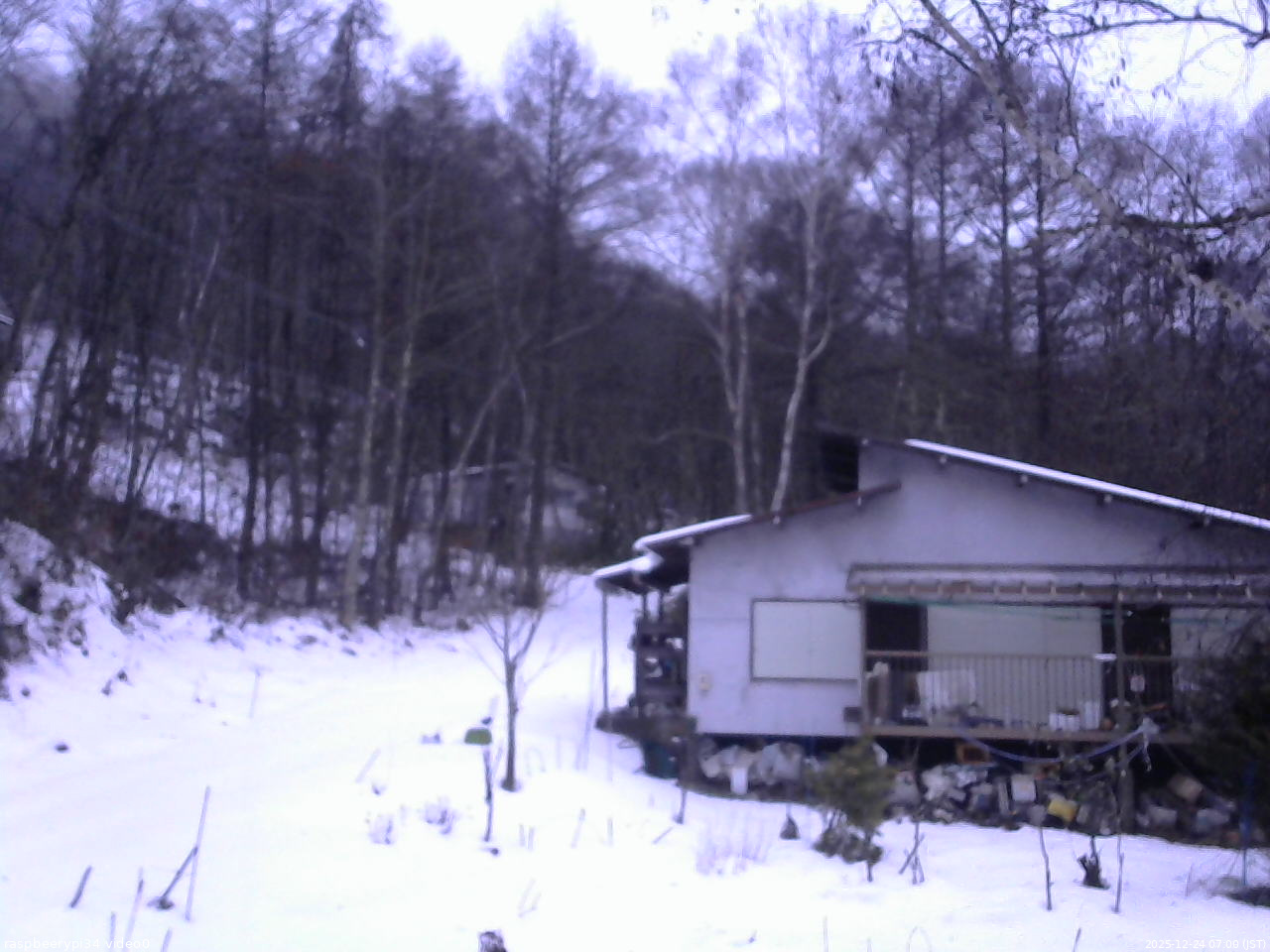 長野県菅平高原 ゆたか山荘 西側(坂上) 2025/12/24 07:00