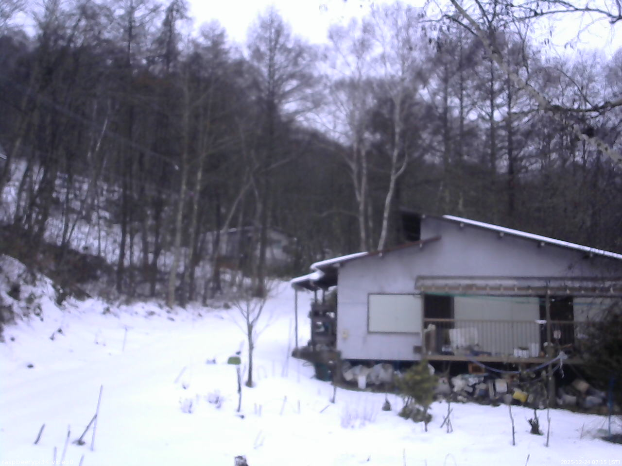 長野県菅平高原 ゆたか山荘 西側(坂上) 2025/12/24 07:15