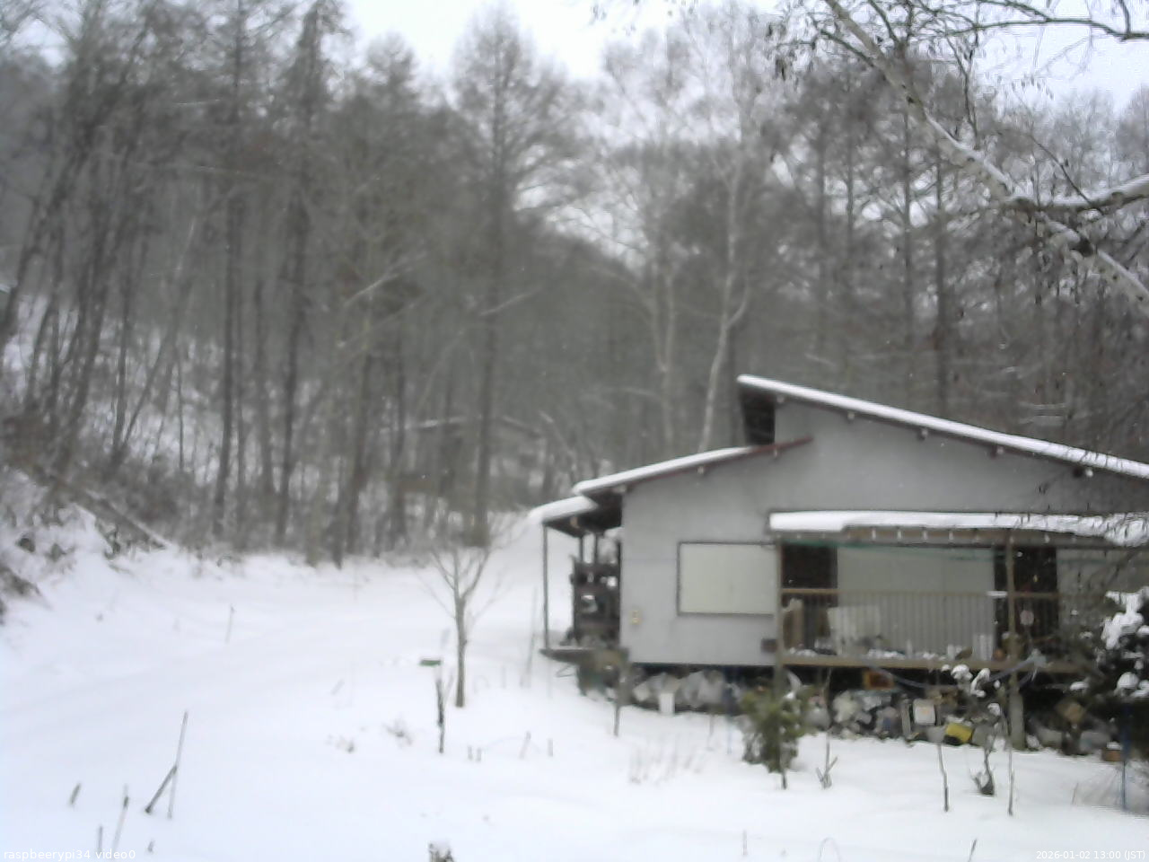 長野県菅平高原 ゆたか山荘 西側(坂上) 2026/01/02 13:00