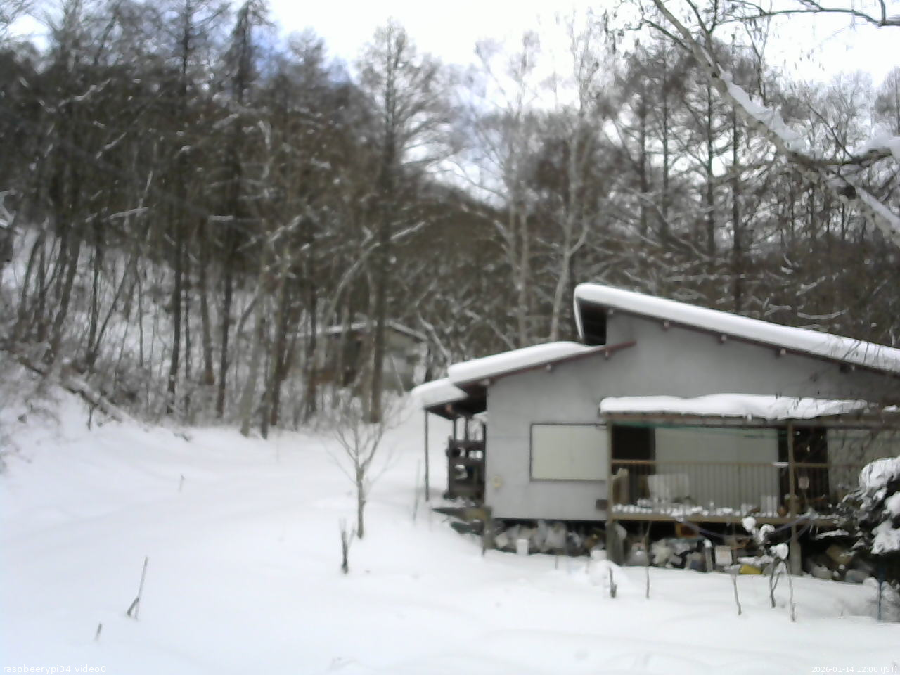 長野県菅平高原 ゆたか山荘 西側(坂上) 2026/01/14 12:00