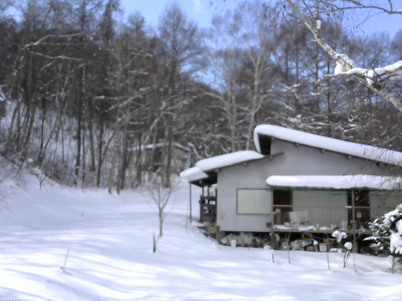 長野県菅平高原 ゆたか山荘 西側(坂上) 2026/01/31 12:00