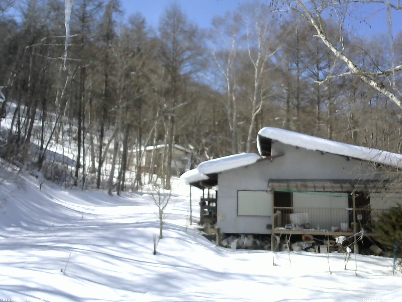 長野県菅平高原 ゆたか山荘 西側(坂上) 2026/02/14 12:00