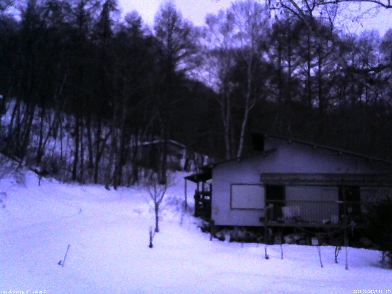 長野県菅平高原 ゆたか山荘 西側(坂上) 2026/02/16 17:45
