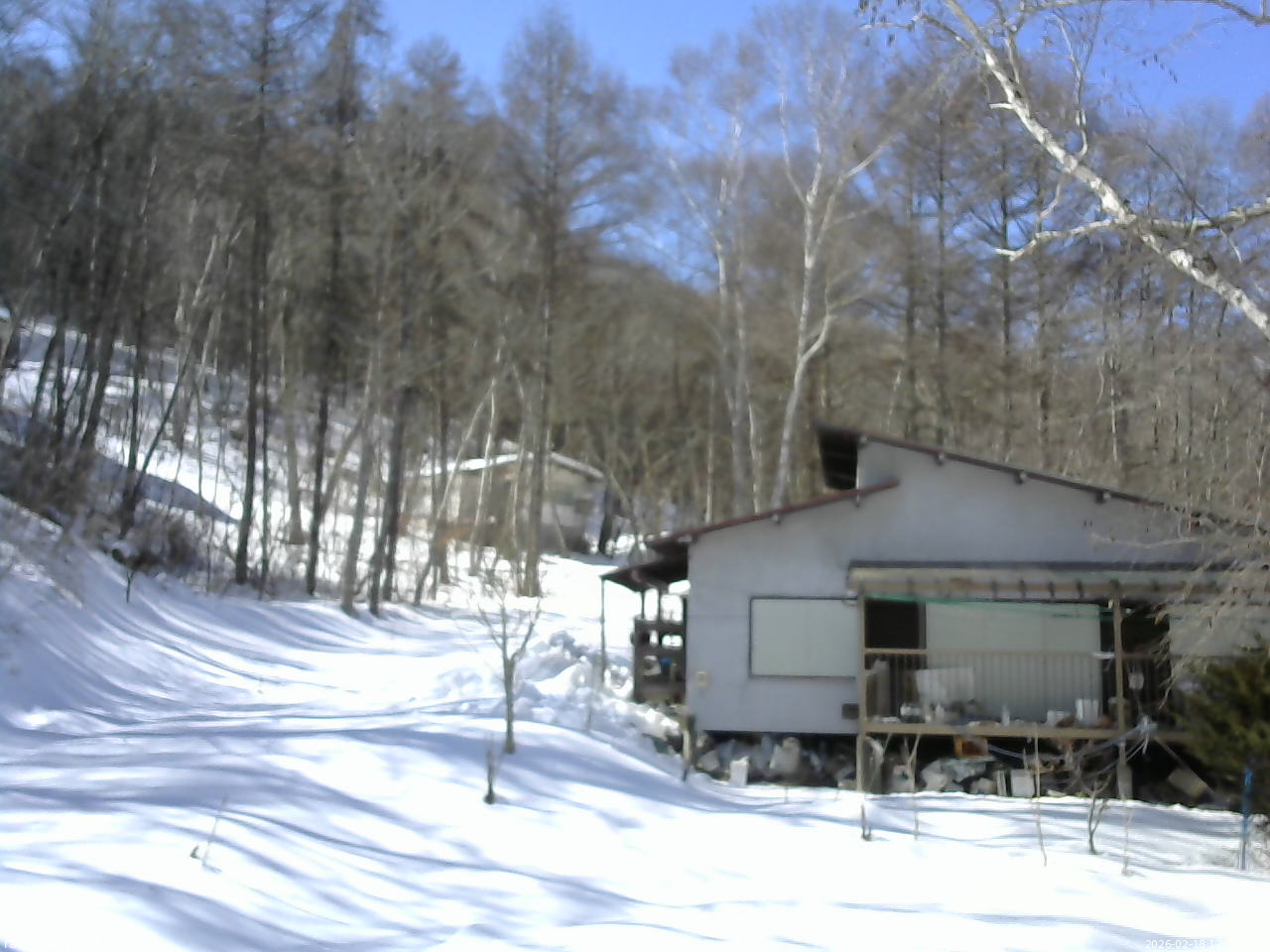 長野県菅平高原 ゆたか山荘 西側(坂上) 2026/02/18 12:15