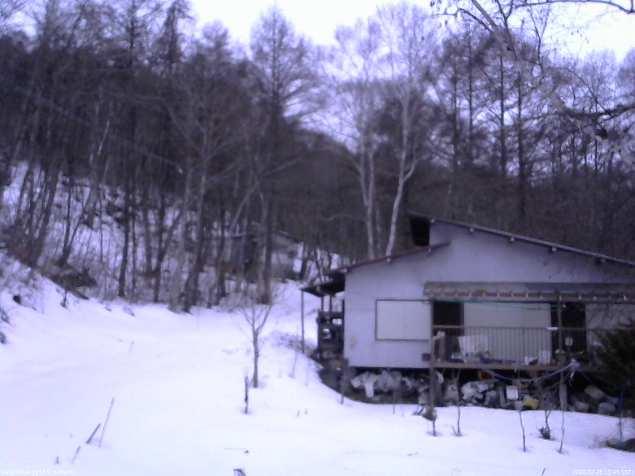 長野県菅平高原 ゆたか山荘 西側(坂上) 2026/02/28 17:45
