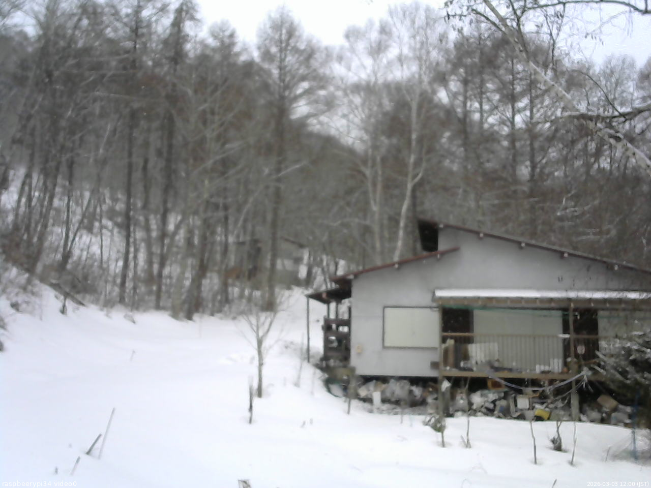 長野県菅平高原 ゆたか山荘 西側(坂上) 2026/03/03 12:00