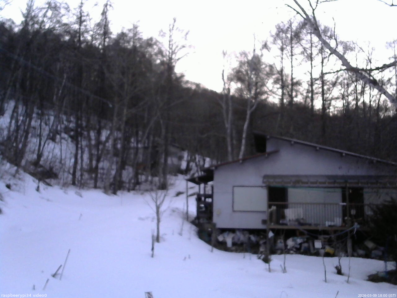長野県菅平高原 ゆたか山荘 西側(坂上) 2026/03/09 18:00