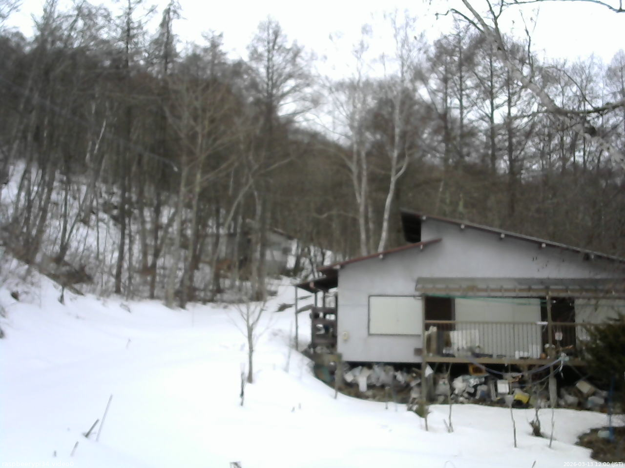 長野県菅平高原 ゆたか山荘 西側(坂上) 2026/03/13 12:00