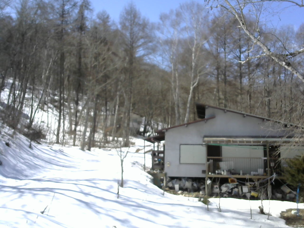 長野県菅平高原 ゆたか山荘 西側(坂上) 2026/03/14 12:30
