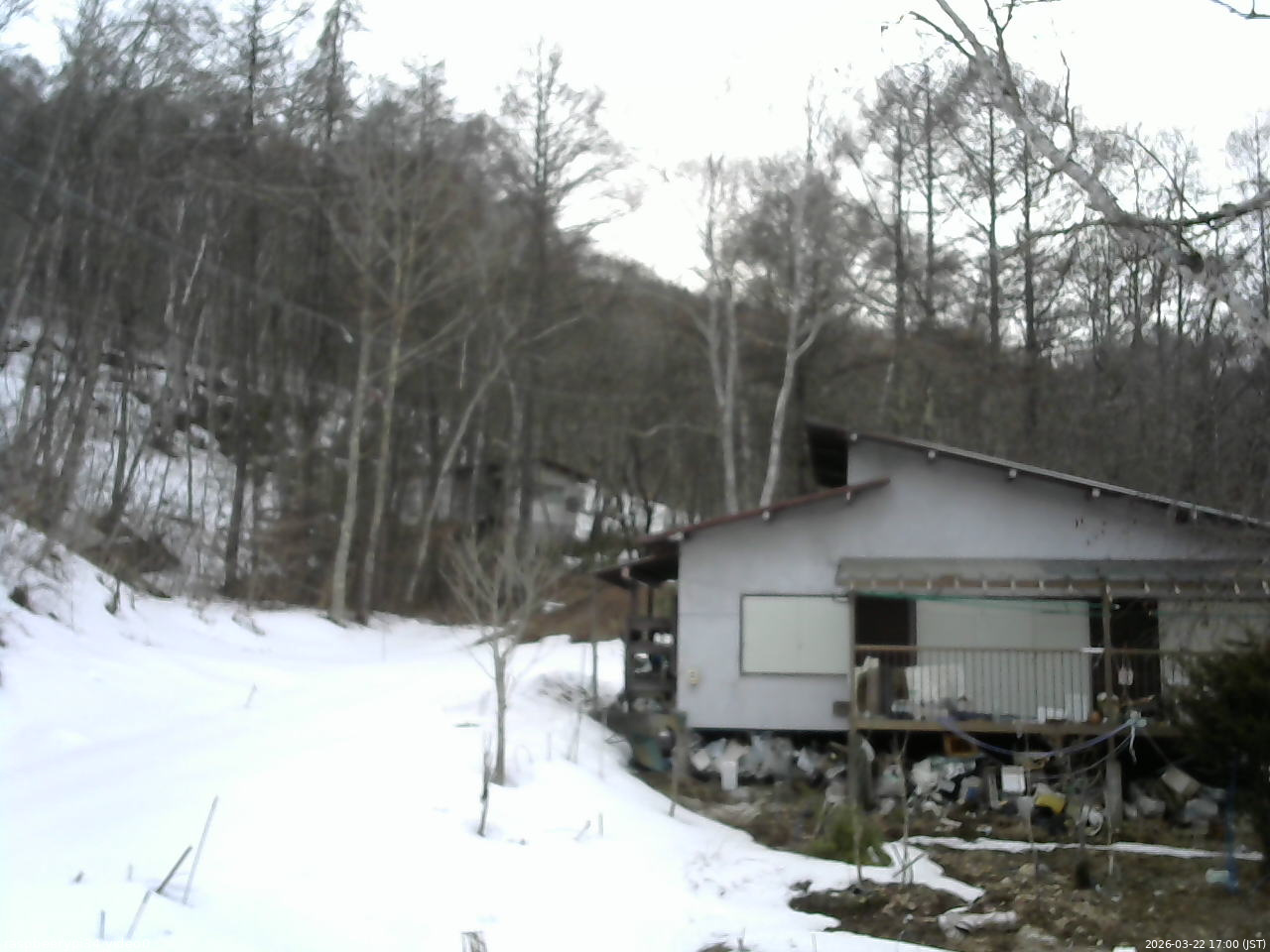 長野県菅平高原 ゆたか山荘 西側(坂上) 2026/03/22 17:00