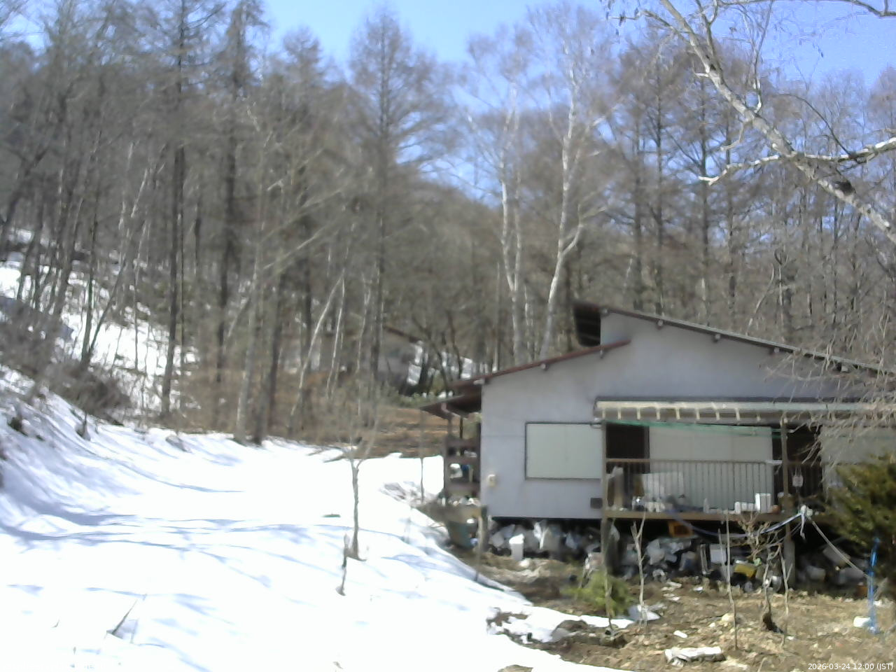 長野県菅平高原 ゆたか山荘 西側(坂上) 2026/03/24 12:00