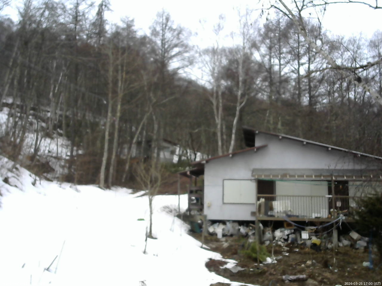 長野県菅平高原 ゆたか山荘 西側(坂上) 2026/03/25 17:00