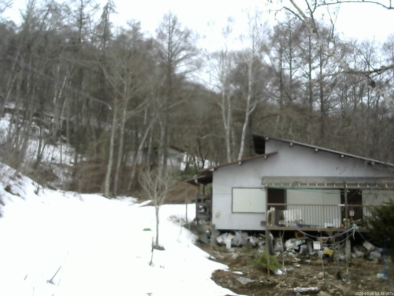 長野県菅平高原 ゆたか山荘 西側(坂上) 2026/03/26 12:30