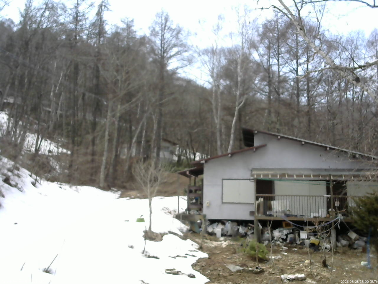 長野県菅平高原 ゆたか山荘 西側(坂上) 2026/03/28 13:00