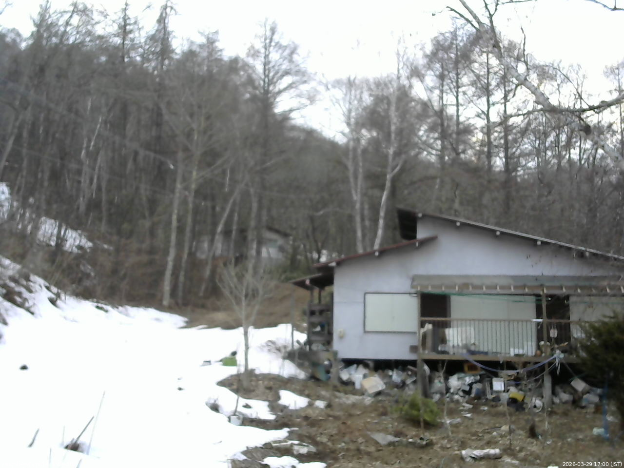 長野県菅平高原 ゆたか山荘 西側(坂上) 2026/03/29 17:00